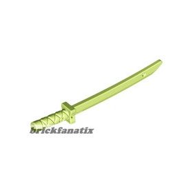   Lego Minifigure, Weapon Sword, Shamshir/Katana (Square Guard) with Capped Pommel and Holes in Crossguard and Blade, Yellowish green