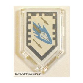   Lego Tile, Modified 2 x 3 Pentagonal with Nexo Power Shield Pattern - Diamond Spear
