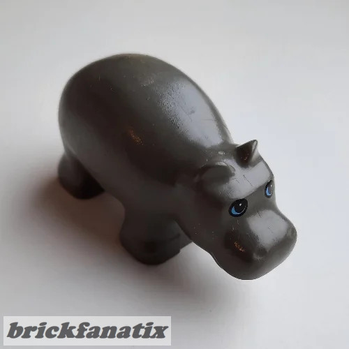 Lego Duplo Hippo Baby with Black and Light Blue Eyes Pattern