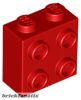 Lego Brick, Modified 1 x 2 x 1 2/3 with Studs on Side and Ends, Red