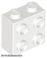 Lego Brick, Modified 1 x 2 x 1 2/3 with Studs on Side, White