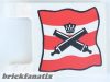 Lego Flag 2 x 2 Square with Crossed Cannons over Red Stripes, Black Outline Pattern, White