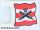 Lego Flag 2 x 2 Square with Crossed Cannons over Red Stripes, Black Outline Pattern, White