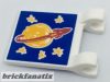 Lego Flag 2 x 2 Square with Drawn Classic Space Logo and 5 Bright Light Orange Stars on Blue Background Pattern, White