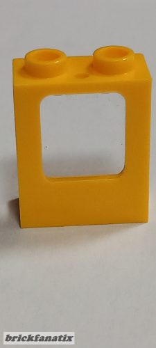 Lego Window 1 x 2 x 2 Plane with Trans-Clear Glass (2377 / 4862), Yellow