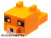Lego Minifigure Creature Head Pixelated with Ears, Nose, and Face with White Eyes, Reddish Brown Eyebrows, and White Nose Pattern (Minecraft Fox)