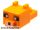 Lego Minifigure Creature Head Pixelated with Ears, Nose, and Face with White Eyes, Reddish Brown Eyebrows, and White Nose Pattern (Minecraft Fox)
