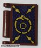 Lego Minifigure, Utensil Book Cover with Gold Coiled Snake and Stingers on Dark Blue and Dark Purple Background Pattern (Sticker) - Set 71735, Reddish brown