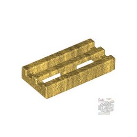 Lego Tile, Modified 1 x 2 Grille with Bottom Groove, Gold