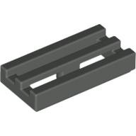 Lego Tile, Modified 1 x 2 Grille, Dark gray