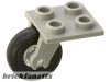 Lego Plate, Modified 2 x 2 Thin with Plane Single Wheel Holder and Trans-Clear Wheel with Black Tire 14mm D. x 4mm Smooth Small Single (2415 / 3464c01)