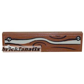   Lego Tile 1 x 4 with Wood Grain with Dark Tan Streak and 2 Screws Pattern (Sticker) - Set 79010