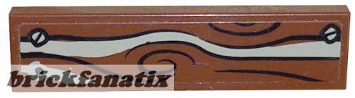 Lego Tile 1 x 4 with Wood Grain with Dark Tan Streak and 2 Screws Pattern (Sticker) - Set 79010