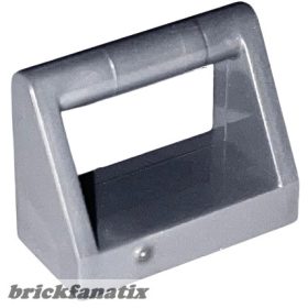 Lego Tile, Modified 1 x 2 with Bar Handle, Flat Silver