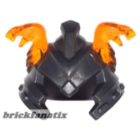   Lego Minifigure, Headgear Helmet Ninjago with Cheek Protection and Molded Trans-Orange Snake Heads Pattern, pearl dark gray