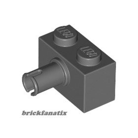 Lego Brick, Modified 1 x 2 with Pin, Dark bluish gray