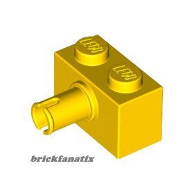 Lego Brick, Modified 1 x 2 with Pin, Yellow
