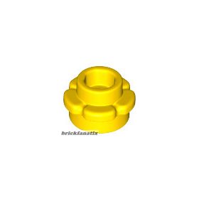 Lego Plate, Round 1 x 1 with Flower Edge (5 Petals), Yellow