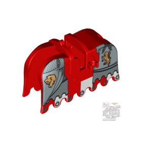   Lego Horse Barding, Ruffled Edge with Gold Lions and Silver Plate Armor Pattern