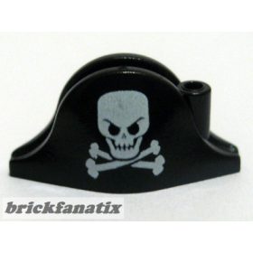   Lego figura Headgear Hat, Pirate Bicorne with White Skull and Crossbones, Squared Cranium and Angry Eye Sockets Pattern