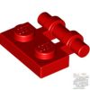 Lego Plate, Modified 1 x 2 with Bar Handle on Side - Free Ends, Red
