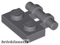 Lego PLATE 1X2 W. STICK, Dark grey