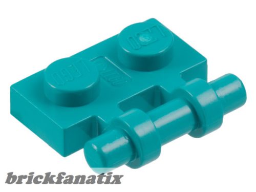 Lego Plate, Modified 1 x 2 with Bar Handle on Side - Free Ends, Dark turquoise
