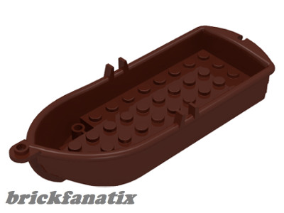 Lego Boat, 14 x 5 x 2 with Oarlocks and 2 Hollow Inside Studs, Brown ( Old brown )