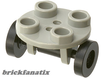 Lego Plate, Round 2 x 2 Thin with Wheel Holder with Black Wheel Skateboard / Trolley (2655 / 2496)