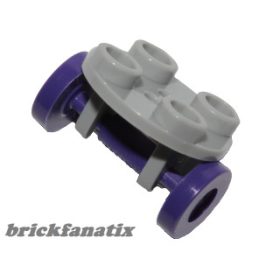   Lego Plate, Round 2 x 2 Thin with Wheel Holder with Dark Purple Wheel Skateboard / Trolley (2655 / 2496)