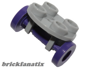 Lego Plate, Round 2 x 2 Thin with Wheel Holder with Dark Purple Wheel Skateboard / Trolley (2655 / 2496)