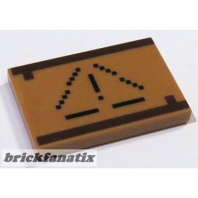   Lego Tile 2 x 3 with Dark Brown Squares and Lines Pattern (Minecraft Warning Sign)