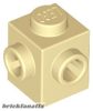 Lego Brick, Modified 1 x 1 with Studs on 2 Sides, Adjacent, Tan