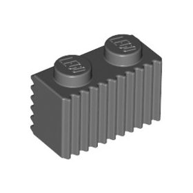  Lego Brick, Modified 1 x 2 with Grille / Fluted Profile, Dark bluish gray
