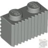 Lego Brick, Modified 1 x 2 with Grille / Fluted Profile, Light bluish gray