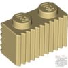 Lego Brick, Modified 1 x 2 with Grille / Fluted Profile, Tan