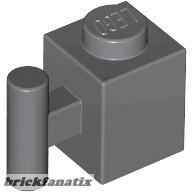 Lego Brick, Modified 1 x 1 with Bar Handle, Dark grey