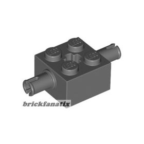 Lego Brick Modified 2 x 2 with Pins and Axle Hole, Dark grey
