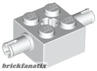 Lego Brick Modified 2 x 2 with Pins and Axle Hole, White