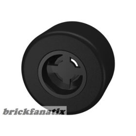   Lego Wheel 8mm D. x 9mm for Slicks, Hole Notched for Wheels Holder Pin with Black Tire Smooth Small Wide Slick (30027b / 30028), Black