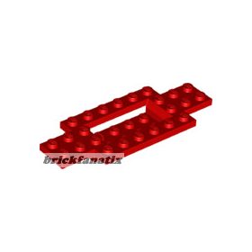   Lego Vehicle, Base 4 x 10 x 2/3 with 4 x 2 Recessed Center with Smooth Underside, Red