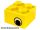 Lego BRICK 2X2 with Eye with White Pattern on Two Sides, Offset, Bright yellow