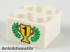 Lego Brick 2 x 2 with Gold 1st Place Cup and Laurels Pattern