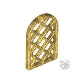   Lego Pane for Window 1 x 2 x 2 2/3 Lattice Diamond with Rounded Top, Pearl gold