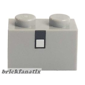   Lego Brick 1 x 2 with Pixelated Minecraft Eye Pattern ( Set 21152 Minecraft - The Pirate Ship Adventure ), Light grey