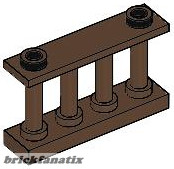 Lego Fence 1X4X2 W. 2 Knobs, Brown ( Old brown )
