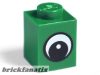 Lego Brick 1 x 1 with Eye Simple with Black and White Pattern, Circle in Pupil, Green