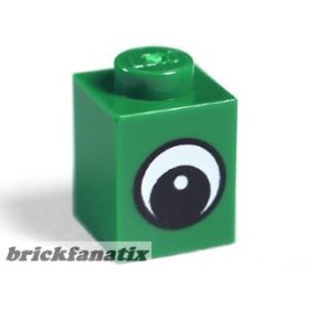   Lego Brick 1 x 1 with Eye Simple with Black and White Pattern, Circle in Pupil, Green