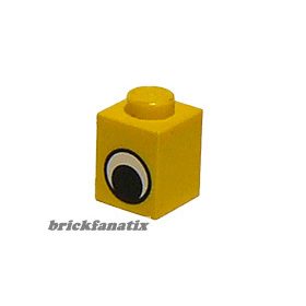   Lego BRICK 1X1 with Eye Simple Black and White Pattern, Bright yellow