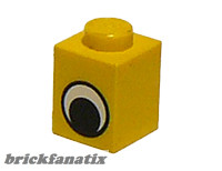 Lego BRICK 1X1 with Eye Simple Black and White Pattern, Bright yellow
